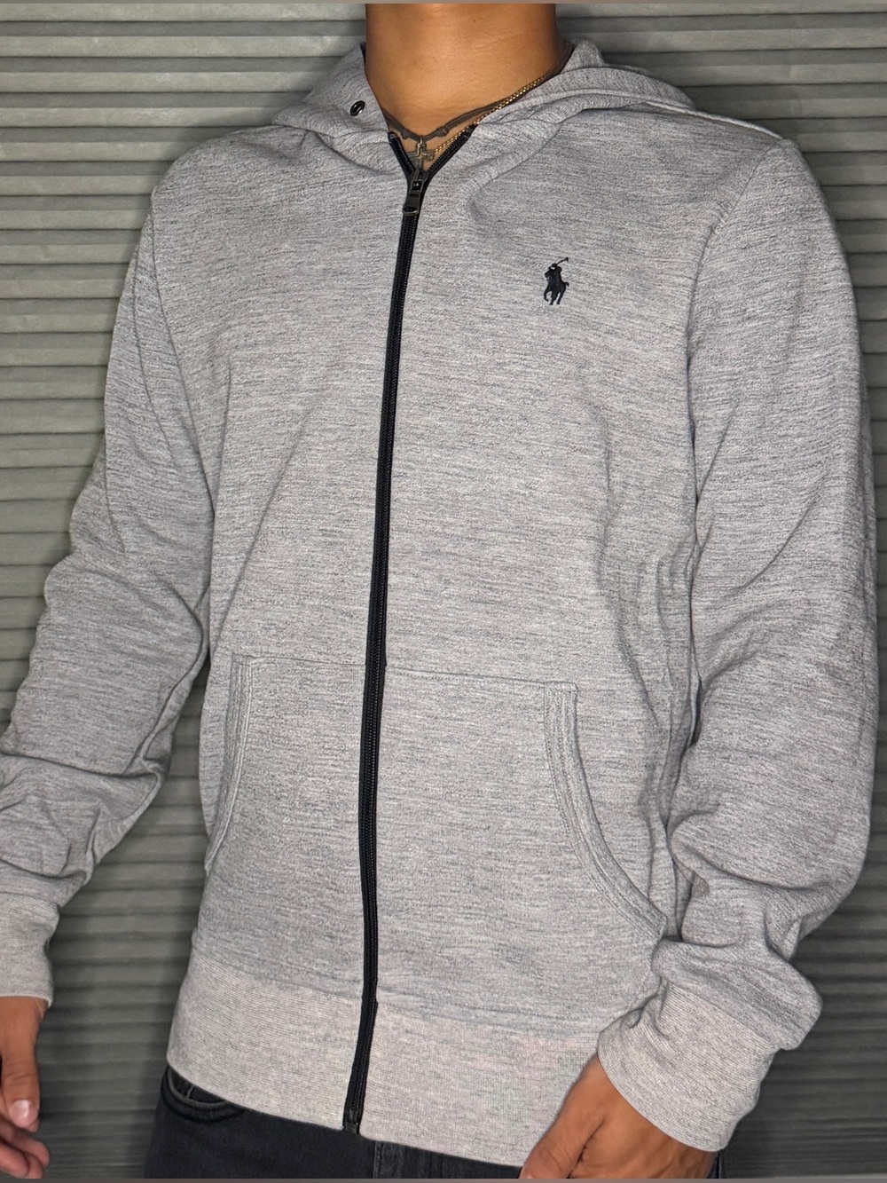 Polo by Ralph Lauren Light Gray Zip-Up Hooded Sweater